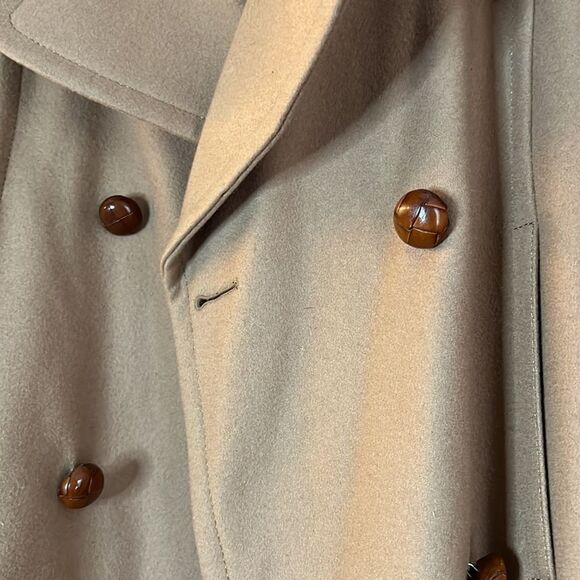 Vintage Gimbels Wool Tan Pea Coat Jacket - 46 - Picture 4 of 12